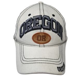Oregon OR Strapback Hat White One Size Embroidered 6 Panel Blue Ocean